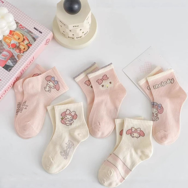 ຖົງຕີນເດັກຍິງເກົາຫຼີ socks ພາກຮຽນ spring ແລະ summer ສີບົວ Melody ເດັກຍິງ dopamine ຕາຫນ່າງເດັກນ້ອຍທີ່ຫນ້າຮັກ socks ຝ້າຍອະເນກປະສົງ