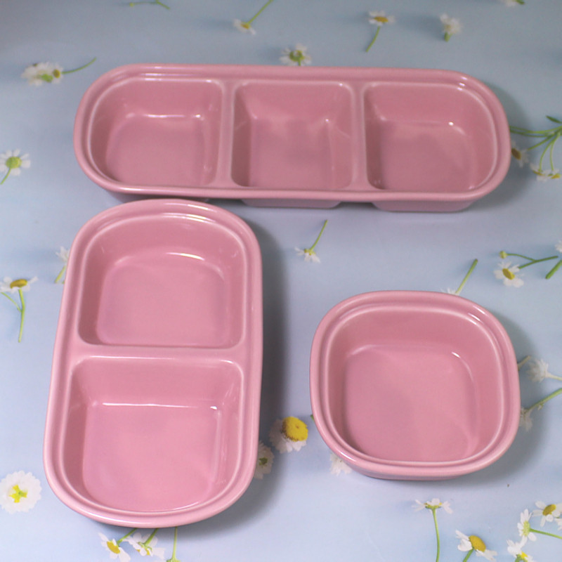 蜜袋鼯陶瓷食盆仓鼠花枝刺猬松鼠食物碗双格三格喂食饭盆食碗用品,淘宝优惠券,粉丝福利购,淘宝优惠卷