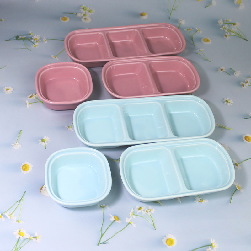 蜜袋鼯陶瓷食盆仓鼠花枝刺猬松鼠食物碗双格三格喂食饭盆食碗用品,淘宝优惠券,粉丝福利购,淘宝优惠卷