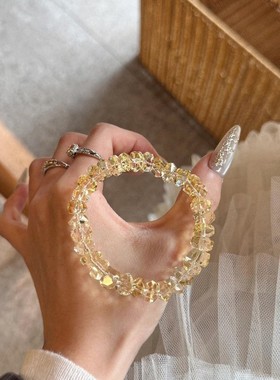 超闪切面黄水晶手链好运日富一日招财礼物不规则串珠爆闪轻奢手串