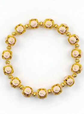 北京景区粉色马上有钱景泰蓝镂空球手链潘家园烤蓝珐琅彩女款手串