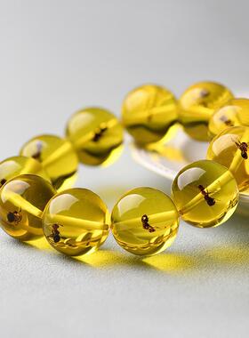 优化保真5A净水虫珀手串原石蜜蜡琥珀手链蓝珀金珀文玩本命年礼物
