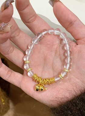 好寓意！盘缠透白水晶葫芦冰透转运珠叠戴手串手链女手饰串珠珠子