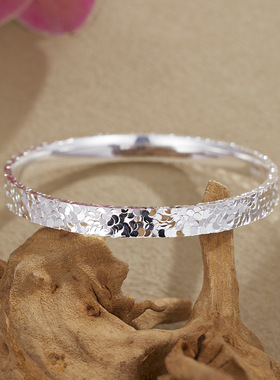 三面碎冰冰白铜手镯 小众设计 网红新款 闭口新款手环百搭首饰