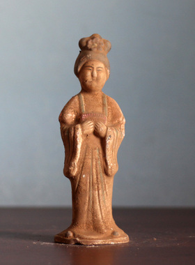 唐代仿古彩绘仕女陶俑复刻摆件