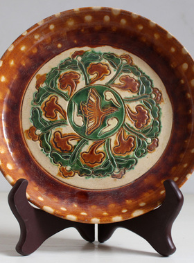 纯手工仿古唐三彩盘子客厅书房