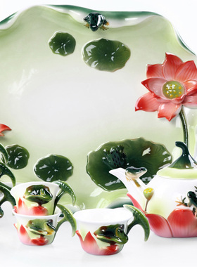 珐琅彩法兰骨质瓷茶具装饰用品