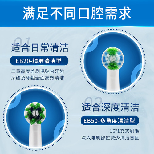 OralB/欧乐B成人电动牙刷头德国原装进口清洁替换头软毛旋转-图3