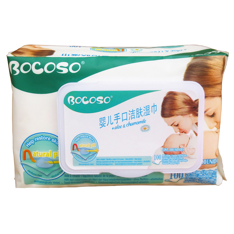 婴儿湿巾100抽带盖10大包装宝宝手口湿纸巾 Cleaning Baby Wipes-图2