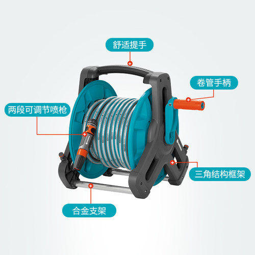 德国进口嘉丁拿花园收管卷管器 壁挂式水管车园艺水管收纳架挂墙 - 图0