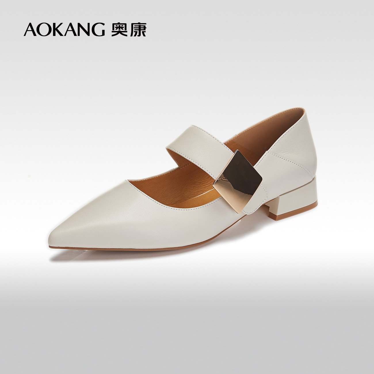 奥康 女鞋2025秋季浅口单鞋尖头玛丽珍法式时髦通勤约会中跟鞋,淘宝优惠券,粉丝福利购,淘宝优惠卷