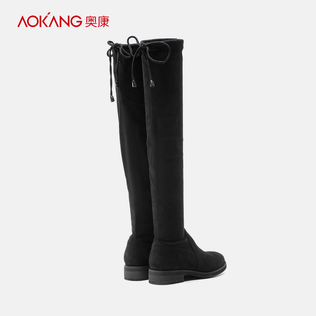奥康女鞋旗舰店奥康秋冬季款绒面瘦瘦靴保暖高筒弹力过膝靴长筒靴女网红长靴子2