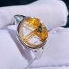 Natural crystal titanium blonde flower bare stone wealth jewelry silver inlaid ring ring ring adjustable one thing one picture