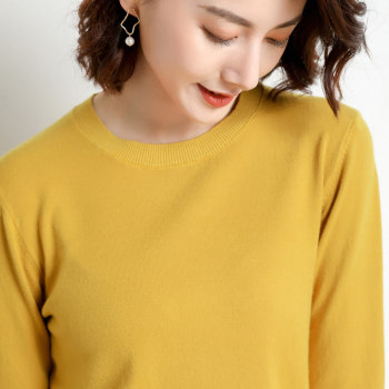 Spring and Autumn 100% soft women's round neck sweater large size sweater pullover loose bottoming sweater