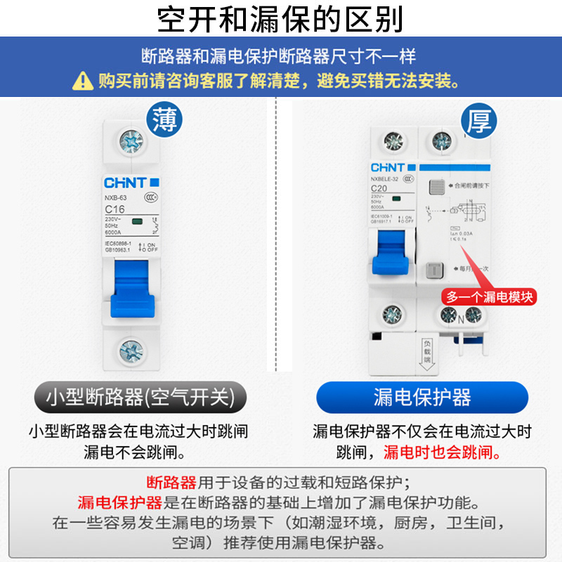 正泰空气开关32a家用1p总开关电闸63a单匹c63空开2p3p小型断路器-图1