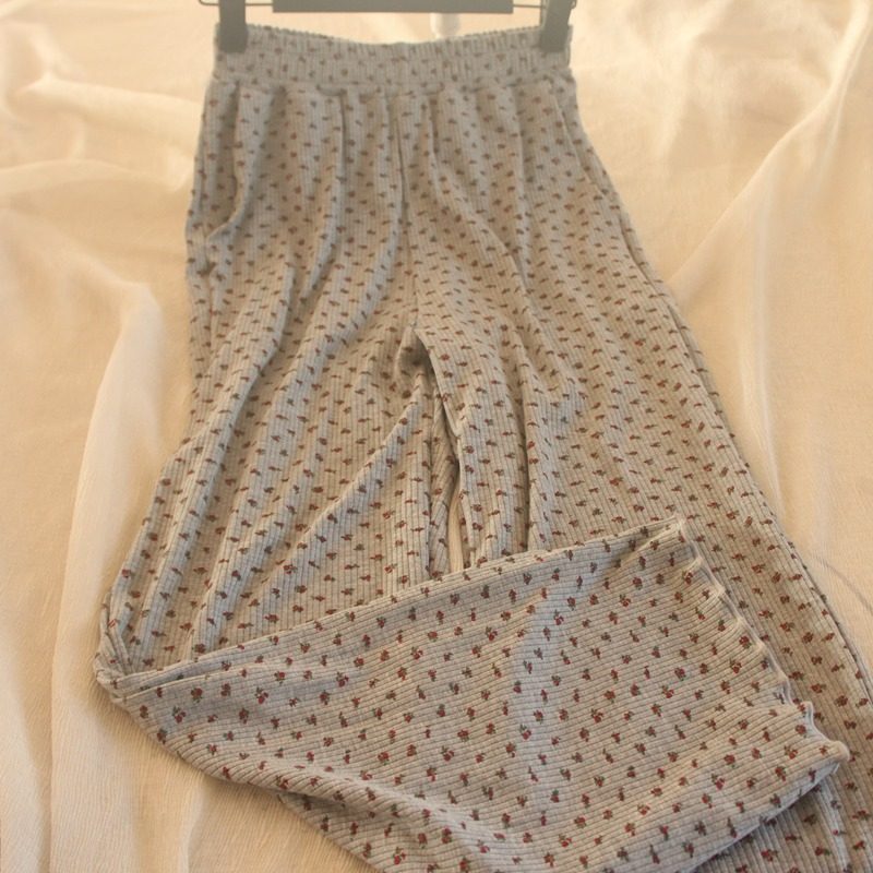 小碎花圆领长袖T恤居家服可外穿大码睡衣上衣针织睡裤秋冬打底衫,淘宝优惠券,粉丝福利购,淘宝优惠卷