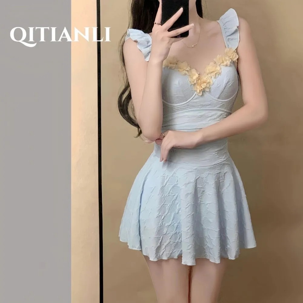 泳衣女裙式连体保守遮肉显瘦韩版ins气质海边显身材沙滩度假泳装,淘宝优惠券,粉丝福利购,淘宝优惠卷