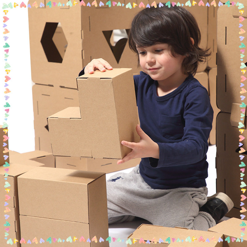 幼儿园数学英语区角城堡搭建类积木组合纸箱玩具俄罗斯方块游戏,淘宝优惠券,粉丝福利购,淘宝优惠卷