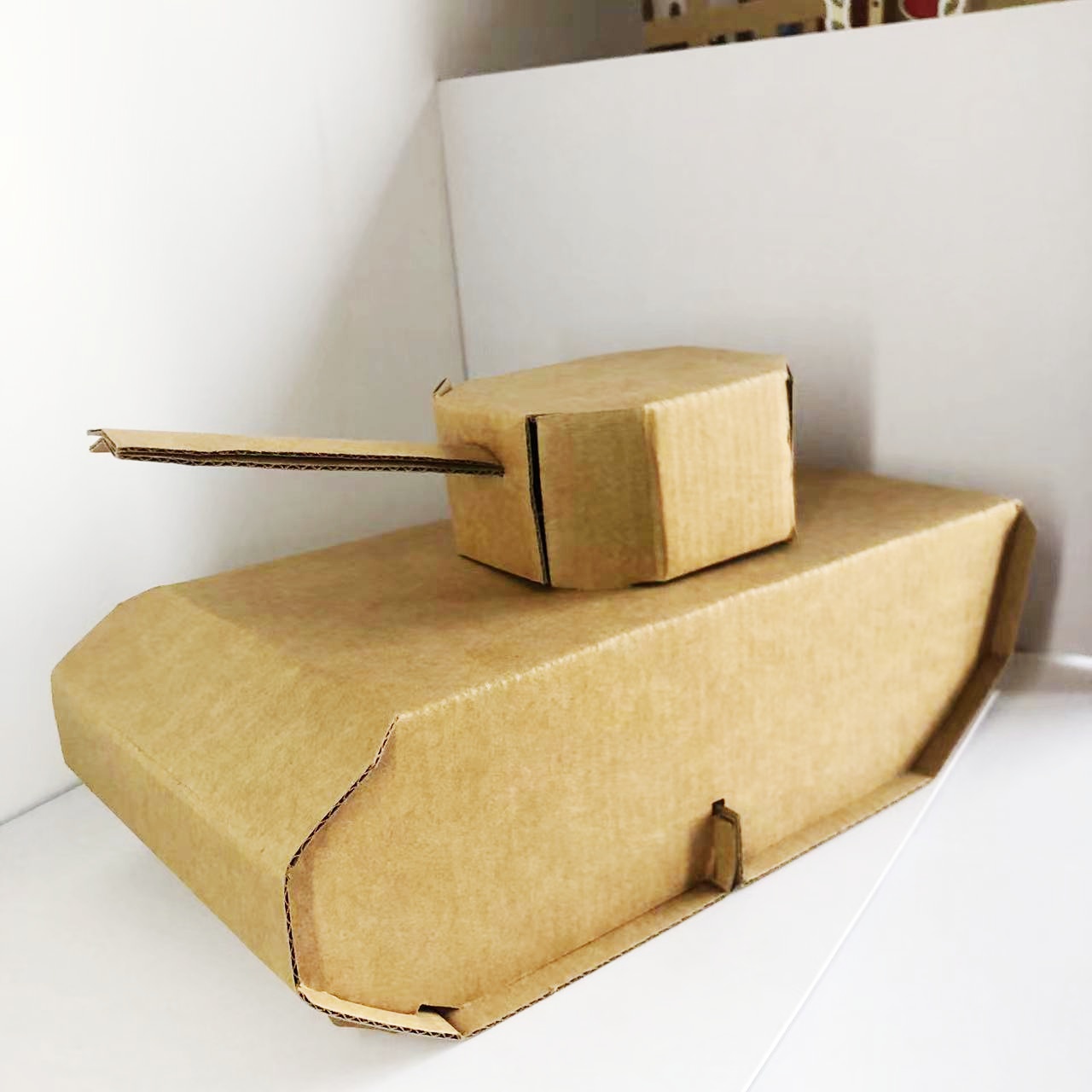 坦克模型拼装纸箱板幼儿园区角国庆节装甲车儿童diy手工制作材料