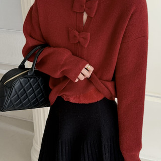 No returns or exchanges on clearance! tb tibao-bowknot hollow korean warm sweater sheep wool rabbit fur 100261