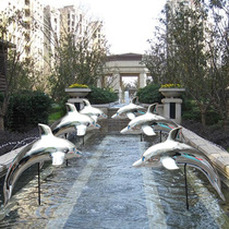 Stainless Steel GRP Dolphin Pool Landscape Sculpture Sales Office Hotel Outdoor Patio Floor Decorations Hem