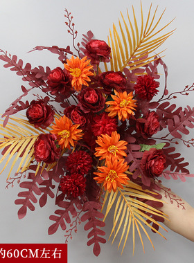 婚庆仿真花点花路引花点花背景KT板挂花盆花婚礼布置迎宾区装饰花