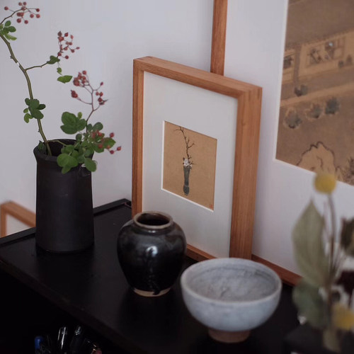 柚木m裱画框空框diy定制装裱实木国画拼图相框大木框照片打印字画 - 图0