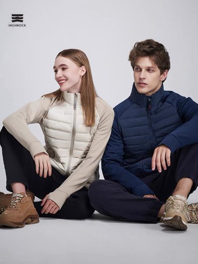 Outdoor short down jacket knitted patchwork down jacket