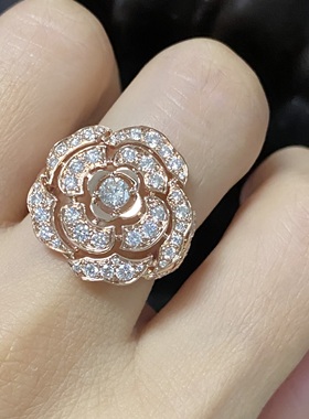 芮恩女18k金小香风山茶花戒指