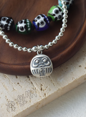 【清仓特价】925纯银达摩牌圆珠转运银珠手链手绳招福