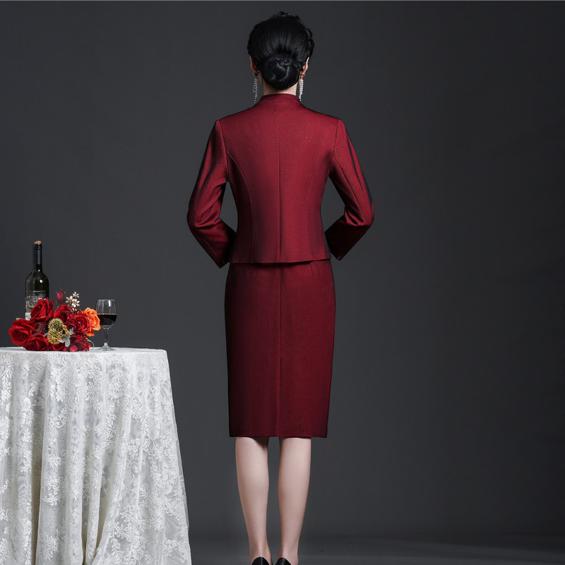 喜婆婆婚宴装两件套妈妈婚礼服小个子旗袍春秋季丈母娘高贵套装裙