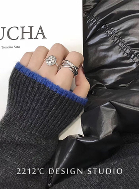 女王头像做旧硬币圆牌开口戒指