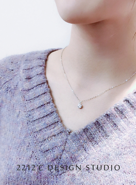纯银裸钻锆石日韩风礼物锁骨链