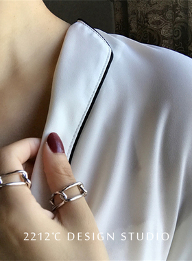 2212银饰 极简约戒指环 s925纯银戒指链 性冷淡风格指环 百搭