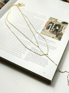双层ins纯银镀金短项链
