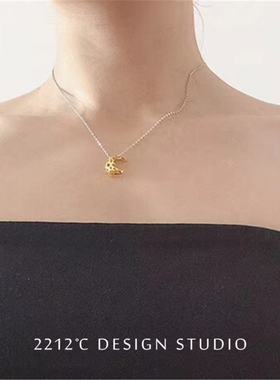 独家镂空不规则原创立体月亮吊坠