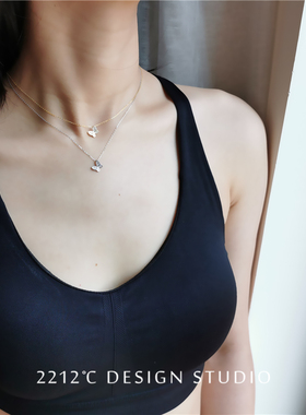 纯银蝴蝶满钻锆石时尚风锁骨链