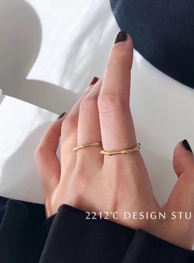 ins节节高纯银开口戒指