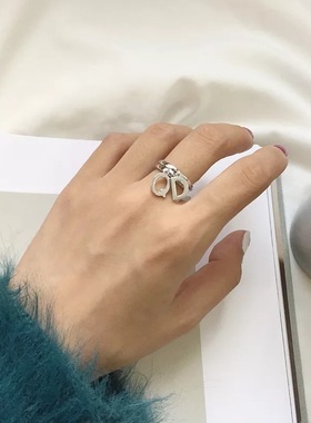 纯银学生礼物开口戒指