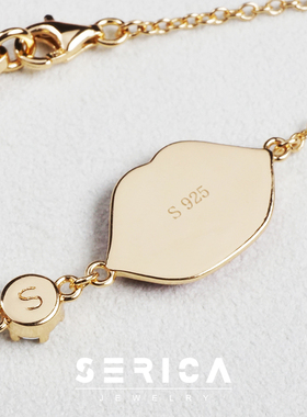 纯银超闪锆石时尚风红唇手环