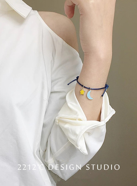 mini银饰复古月亮编绳少女风手环