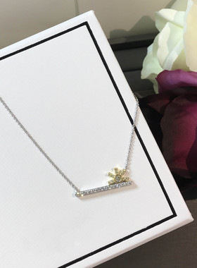 纯银锆石OL风短项链明星同款