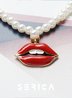 韩国红唇chic风礼物学生珍珠项链