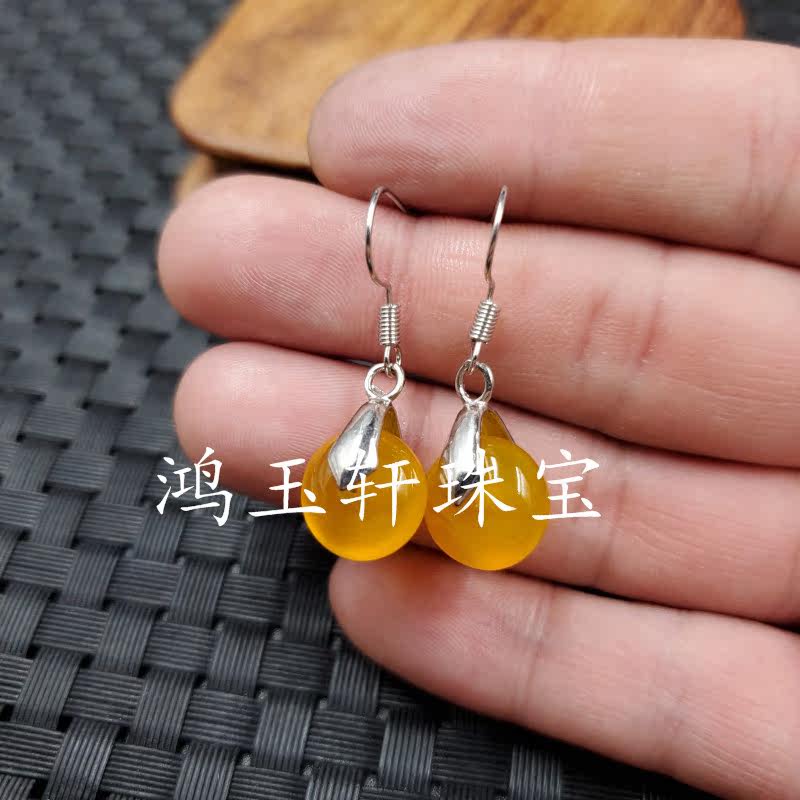 新款天然玉石冰种黄玉髓平安扣耳环玉髓玛瑙算盘珠耳环玉耳环耳坠,淘宝优惠券,粉丝福利购,淘宝优惠卷