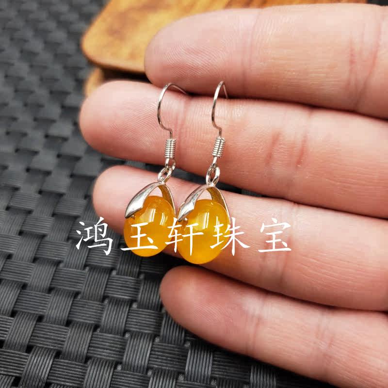 新款天然玉石冰种黄玉髓平安扣耳环玉髓玛瑙算盘珠耳环玉耳环耳坠,淘宝优惠券,粉丝福利购,淘宝优惠卷