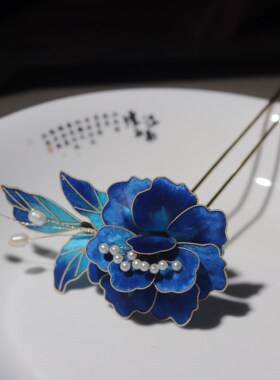 发簪非遗绒花古风蚕丝新中式