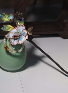 发簪非遗绒花古风仿点翠