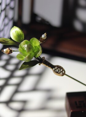 梨花发簪古风绒花簪子