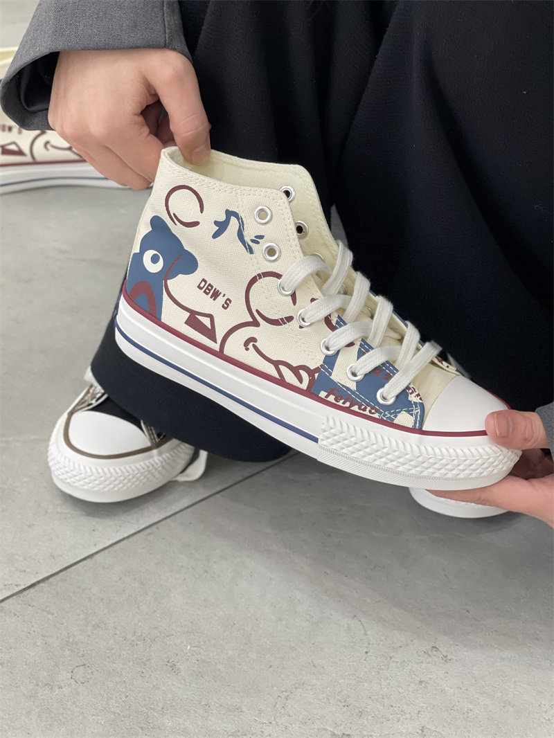 【这双很好看！自留款 也清了】包邮 卡通印花帆布鞋 高帮,淘宝优惠券,粉丝福利购,淘宝优惠卷