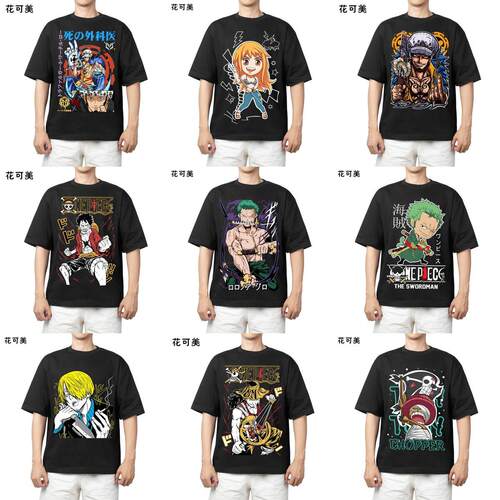 海贼王短袖T恤衣服Monkey D Luffy男二次元日系潮流纯棉One Piece - 图2
